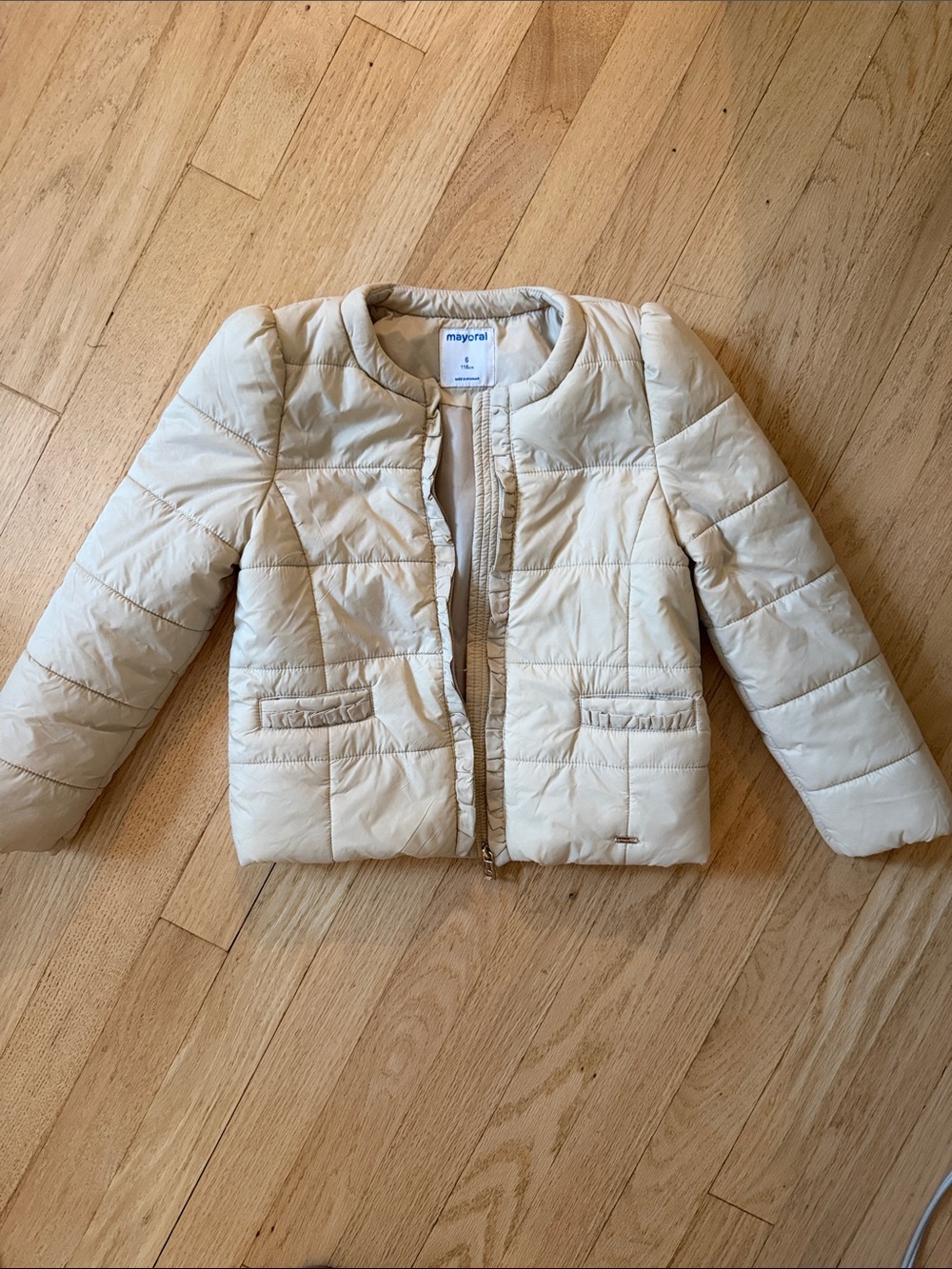 Mayoral Cream Quilted Puffer Jacket
